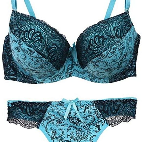 Swbreety Women's Comfortable Push Up Embroidery Lace Bra and Panty Set - Picture 7 of 7